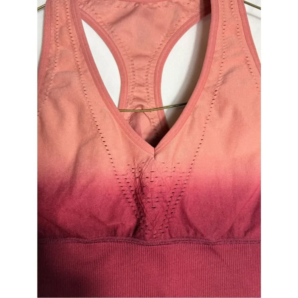 Pink Active Like New Ombré Seamless Light Support Racerback Sports Bra Small